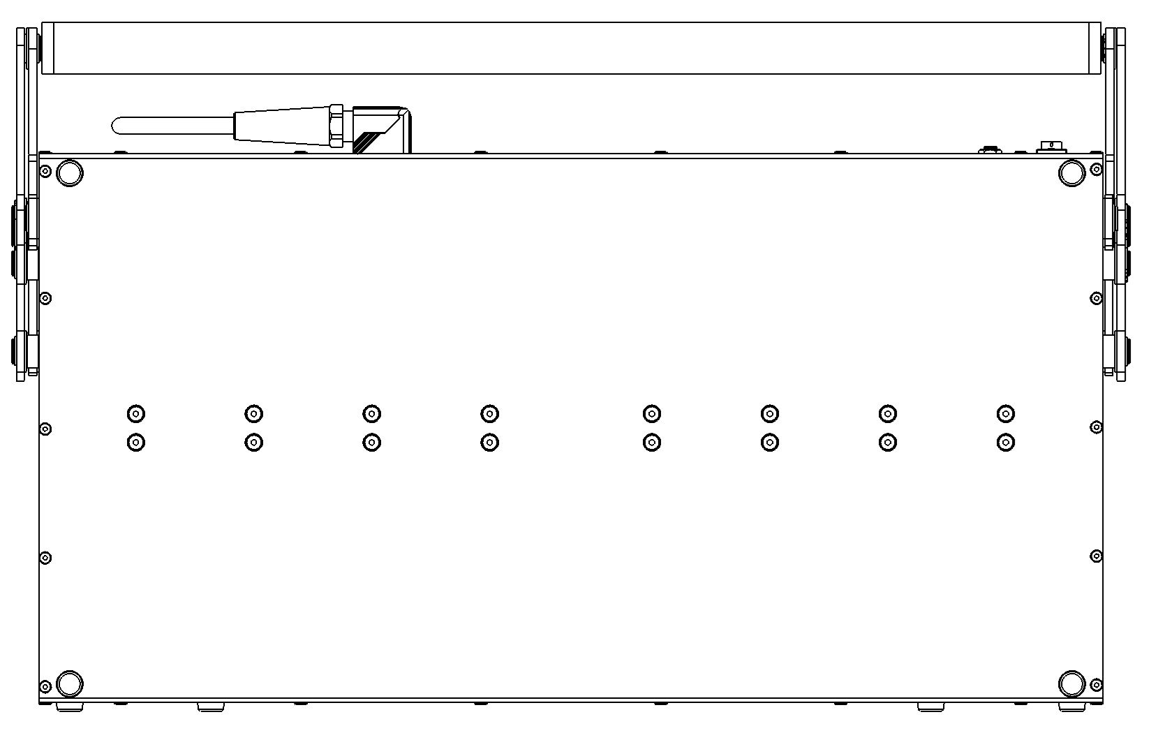 Folded case — front view with carry handle